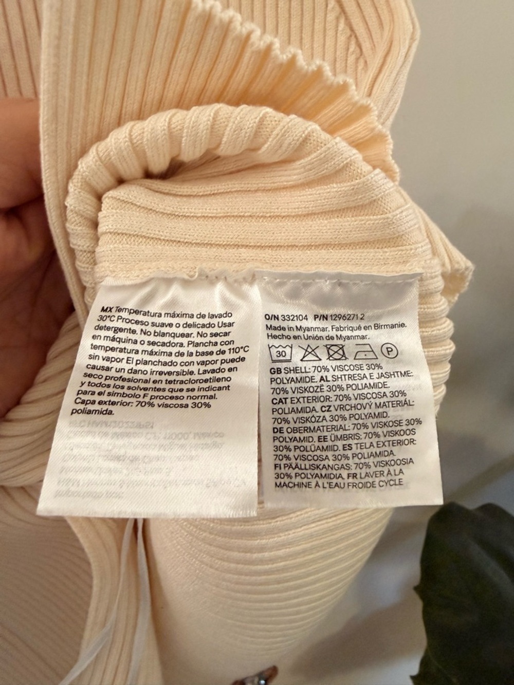 H&M Ribbed Tank Top — Cream Beige - Picture 7 of 7
